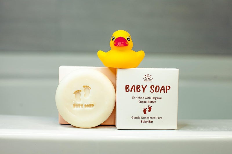 Relaxcation Unscented Baby Soap Bar - 4 Simple Ingredients - ORGANIC Coconut Oil, Olive and Castor Oil, and Moisturizing Cocoa Butter - All Natural Cold Process Soap Bar For Newborn, Baby, Kids - Image 3